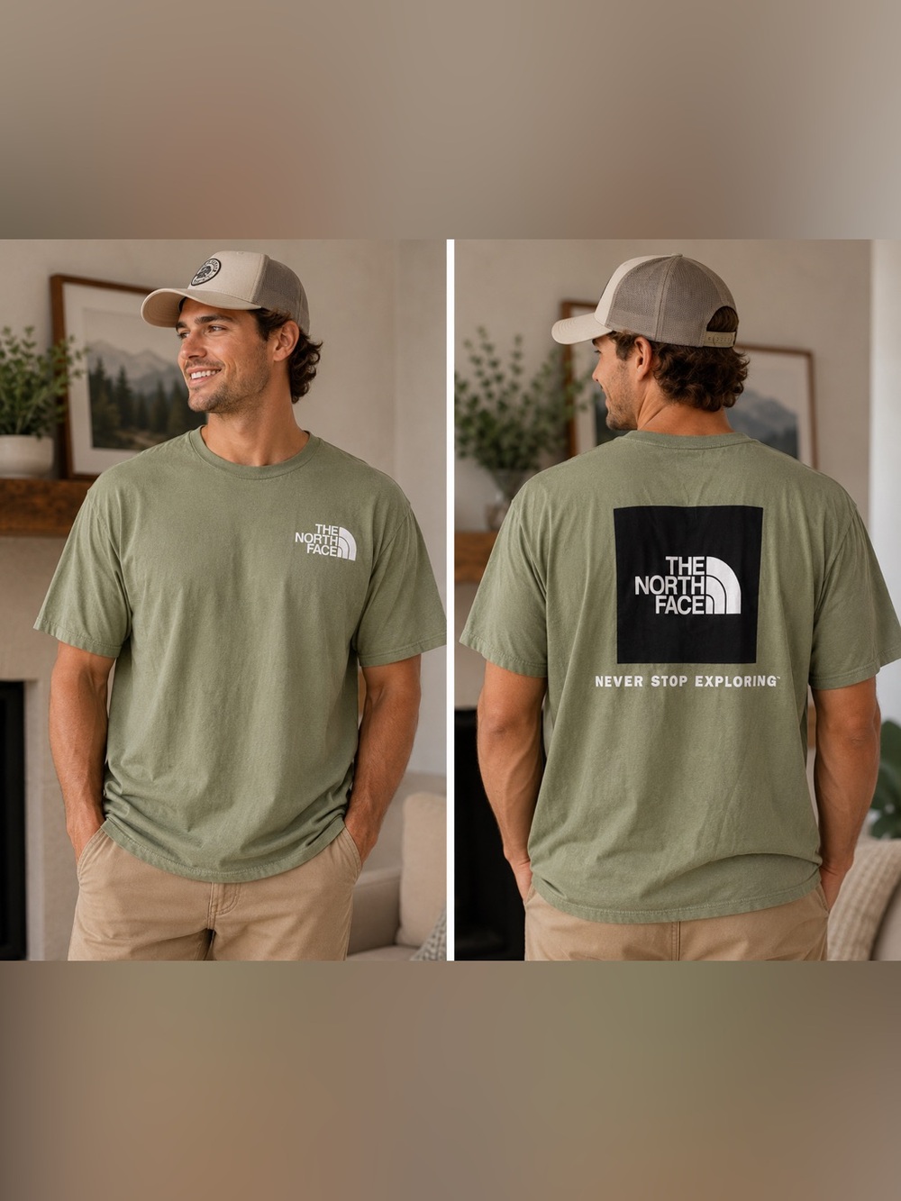 The North Face Olive Green Logo Back-Print Short Sleeve Tee